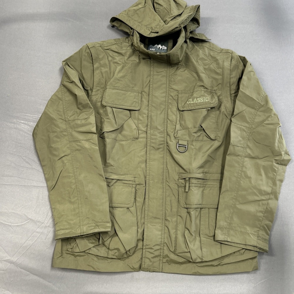 men's casual cargo jacket is a military-style olive green jacket XLarge